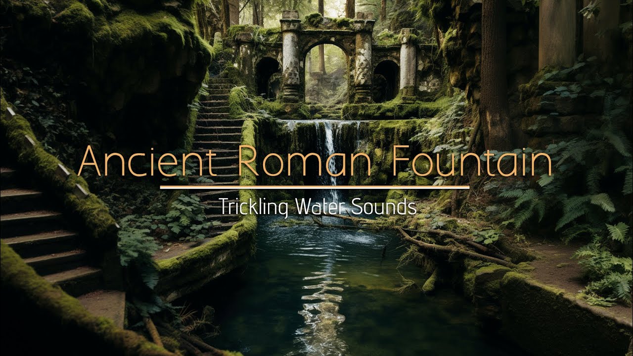 Trickling Water Sounds | Ancient Roman Fountain Amidst Lush Greenery