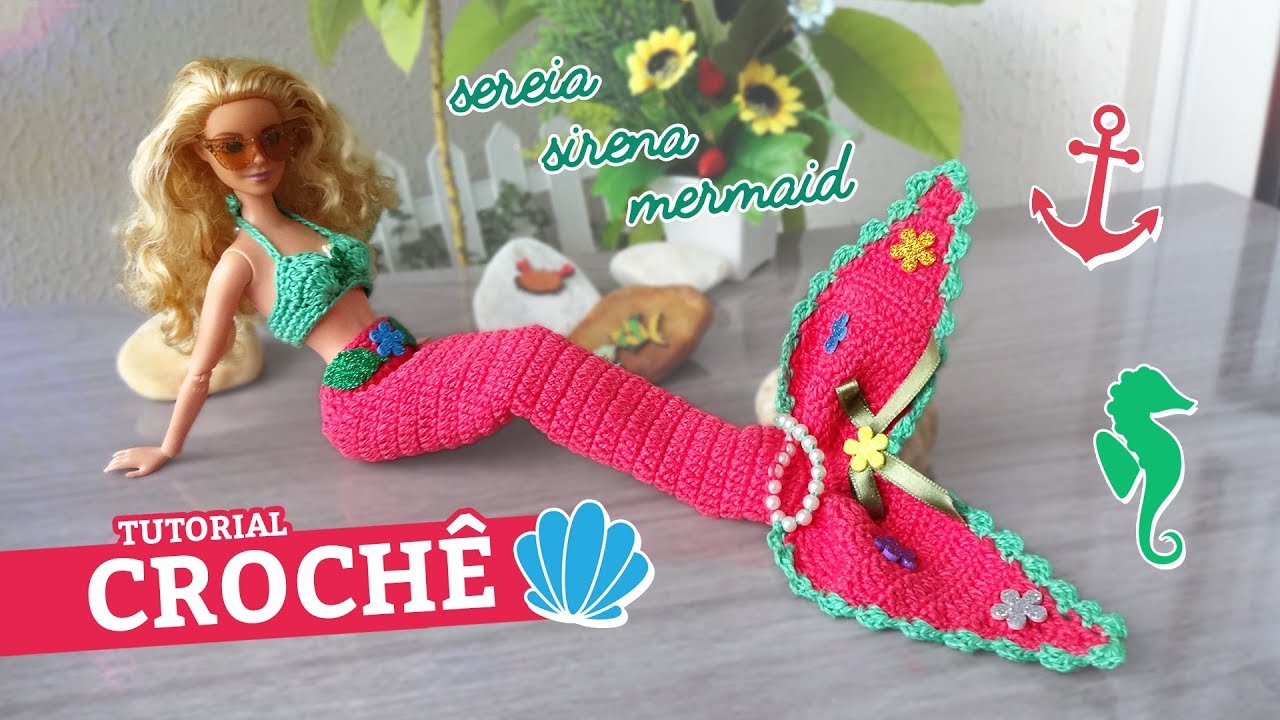 Roupa de sereia em crochê para boneca