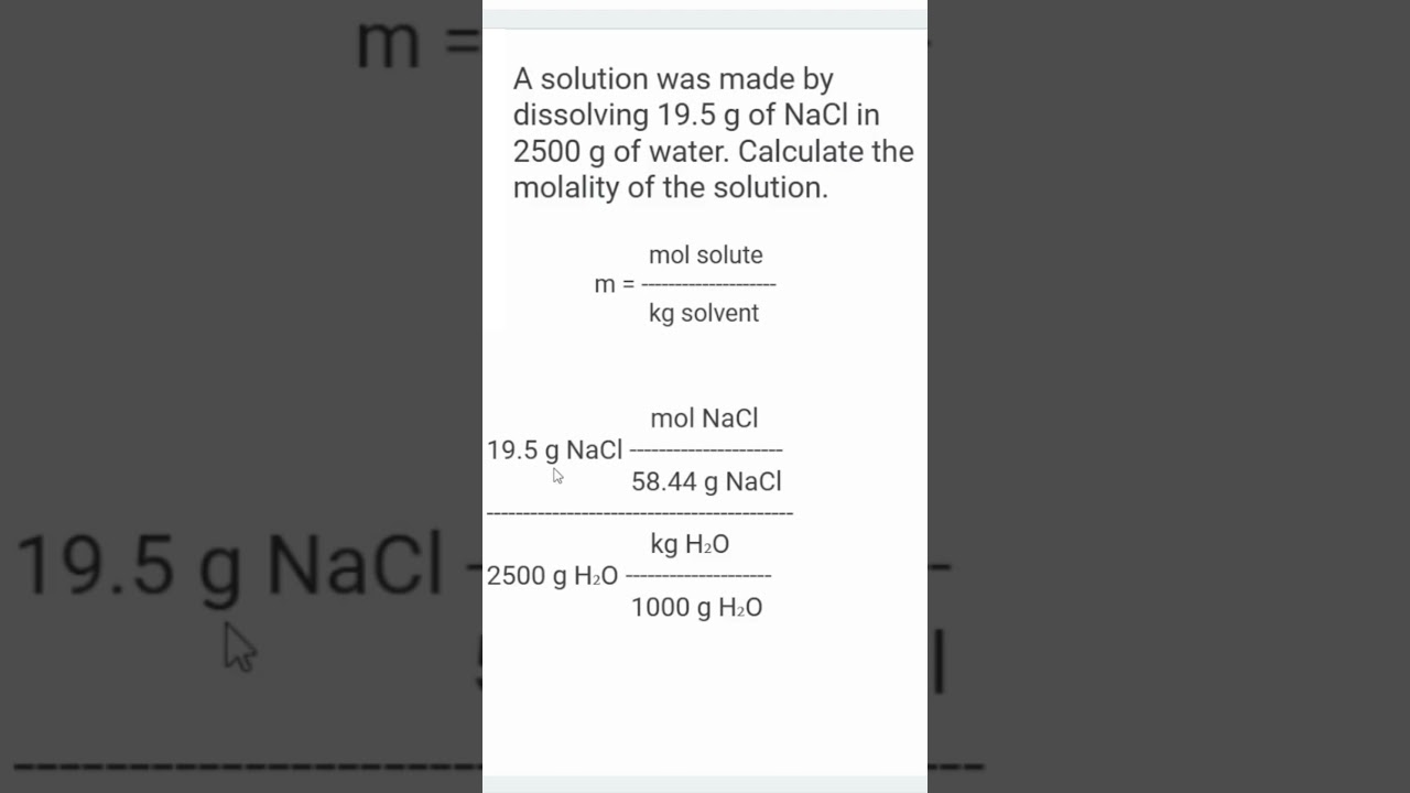 Calculating Molality in 40 SECONDS ⏱️#science #education #shorts