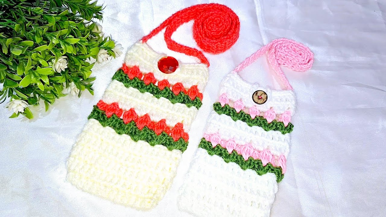 كروشيه شنطه كروس/جراب موبايل/محفظه كروشيه سهل جدا للمبتدئين/ Crochet bag/Crochet wallet