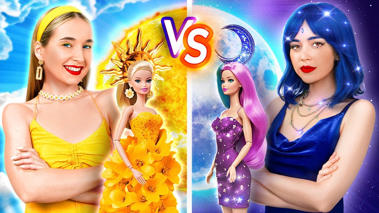 Păpușa diurnă vs păpușa nocturnă: transformare completă! Provocare monocromă de &icirc;nfrumusețare