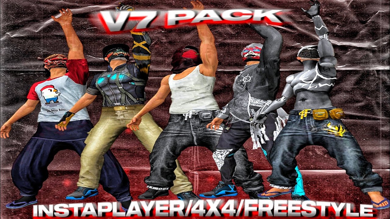 PACK de TEXTURA INSTAPLAYER/4X4 e FREESTYLE V7 SKINS MOD (FF NORMAL E MAX)