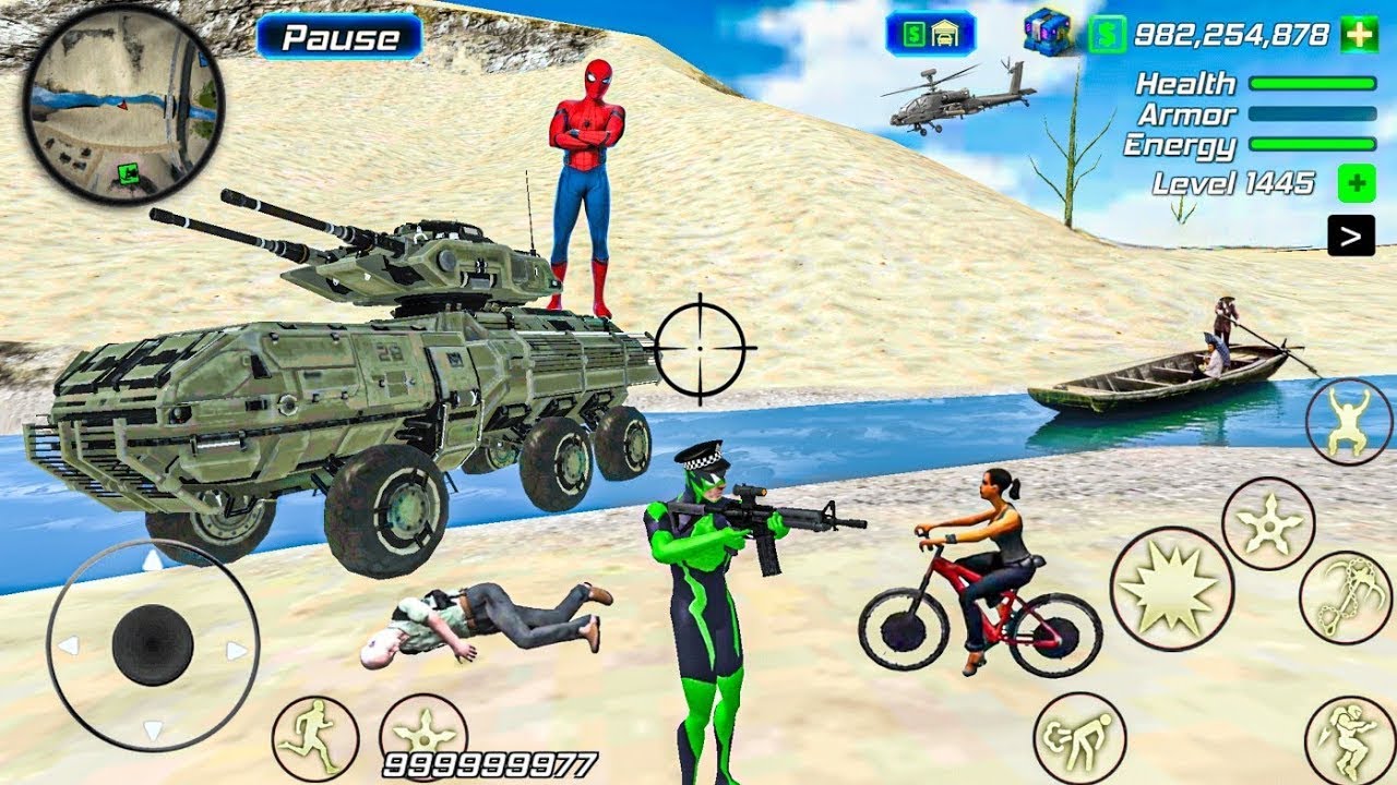Rope Frog Ninja Superhero and Military Trucks in Open World Game - Android Gameplay