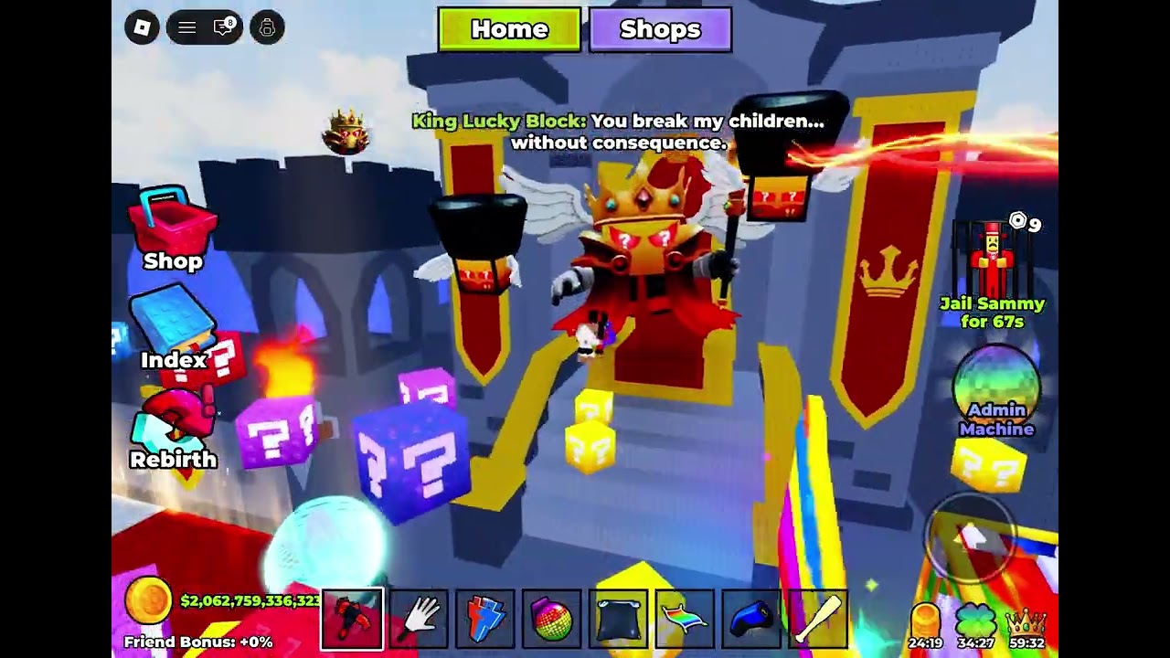 ADMIN abuse in break a lucky block!