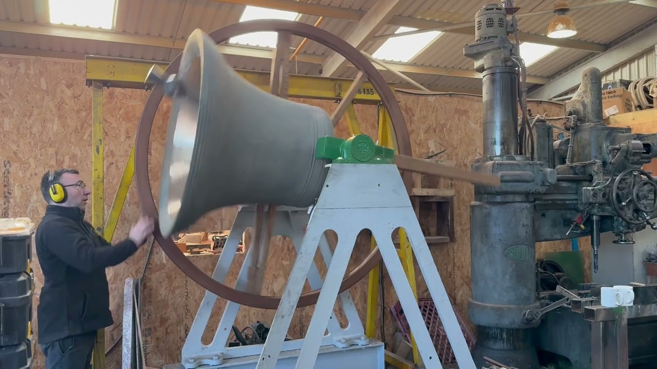 Tenor bell being set up, St Mary The Virgin, Pembroke.