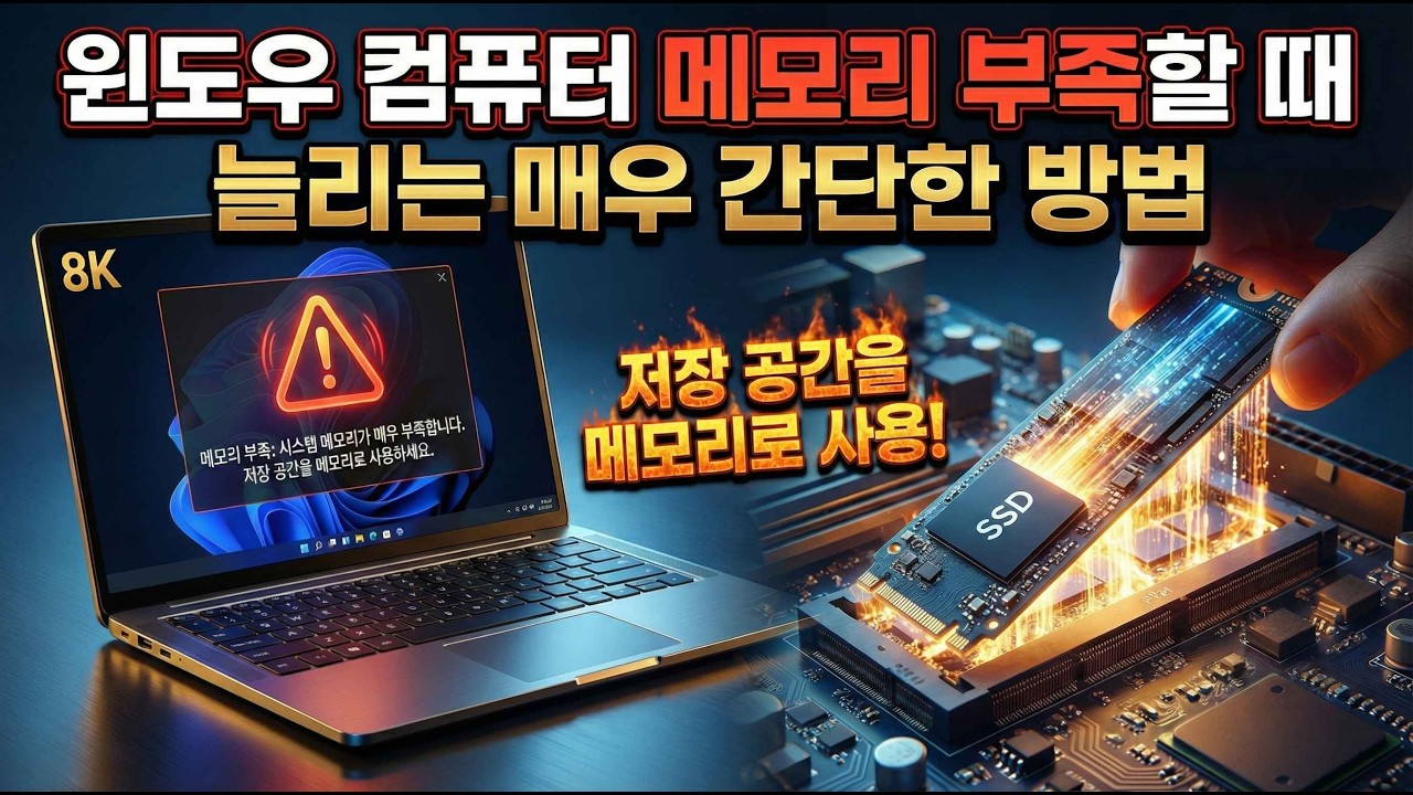 윈도우 컴퓨터 메모리 부족할 때 늘리는 매우 간단한 방법