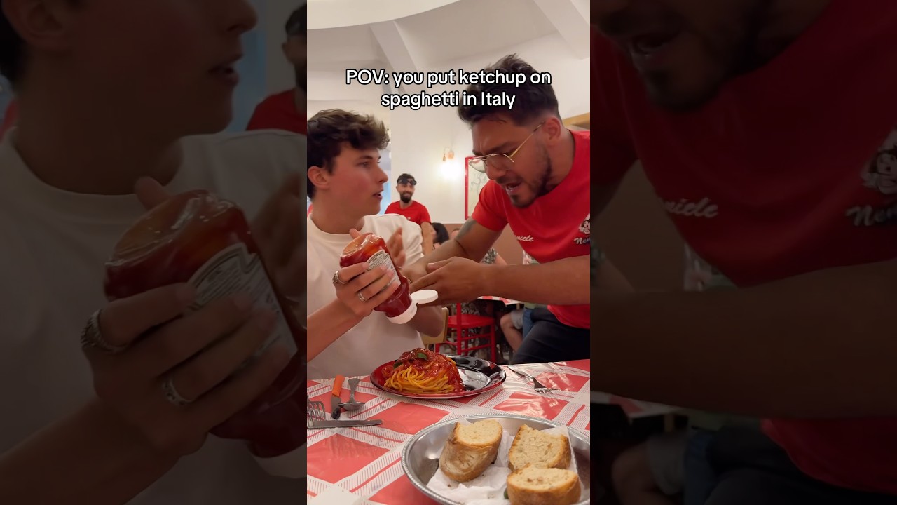 Putting Ketchup On Spaghetti In Italian Restaurant😭😱