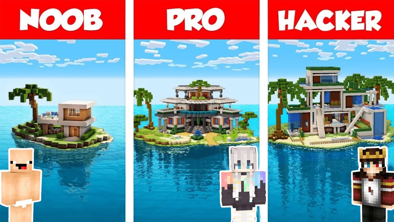 NOOB VS PRO VS HACKER DENİZ EVİ YAPI KAPIŞMASI - 🎨 Minecraft