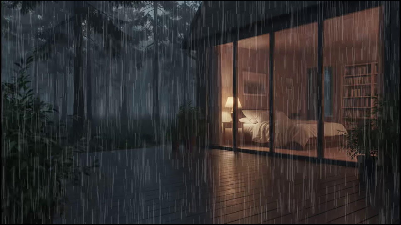 Gentle rain at a Cozy Forest Cabin 🌲 | Night rain Sounds for Deep Relaxation and Peaceful Sleep