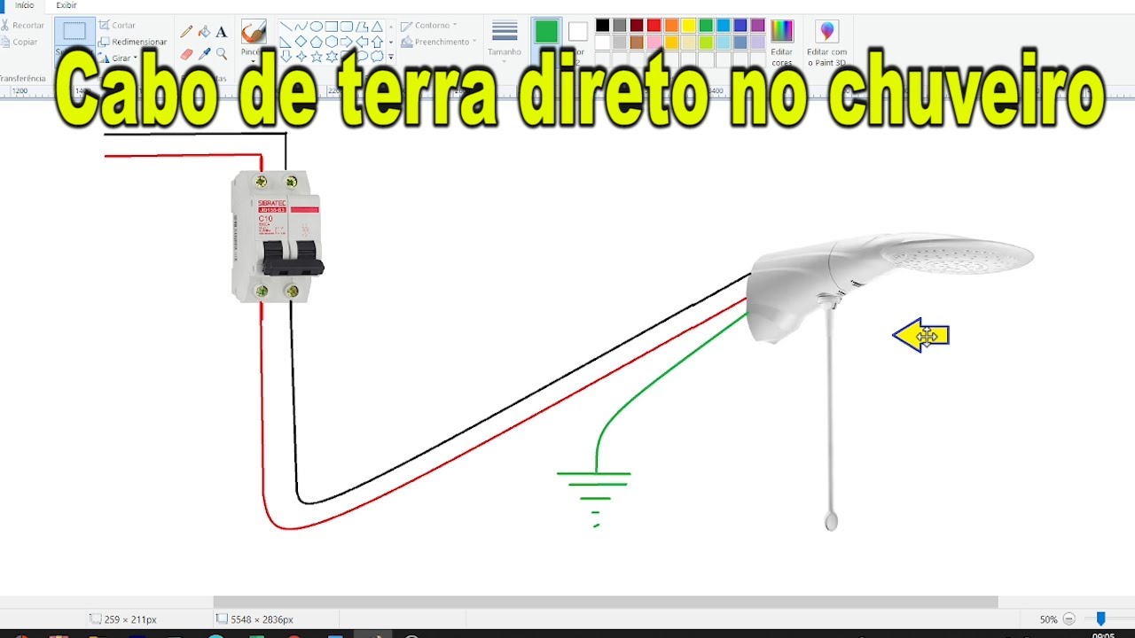 Cabo de terra direto no chuveiro.