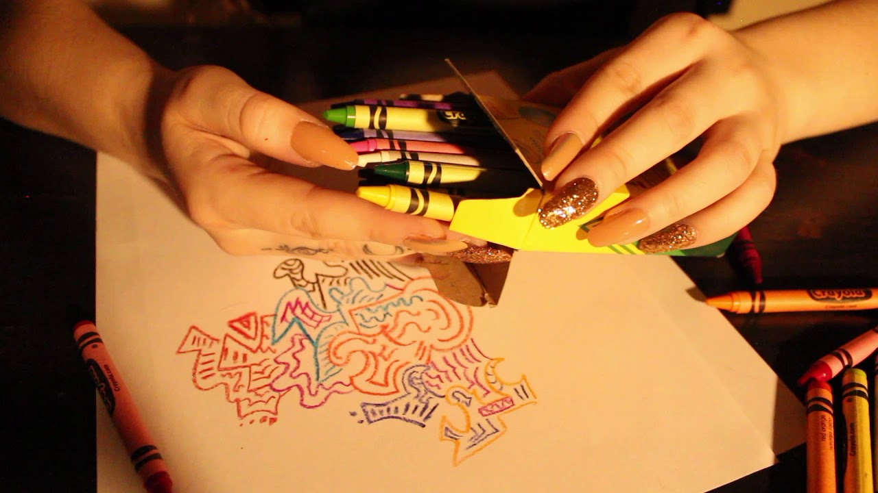 Drawing 🖍 & Light Humming ASMR (Doodle Sounds, Tapping & Tongue Clicking) ~ Long Nails