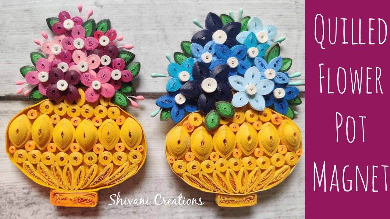 Quilled Flower Pot Fridge Magnet/ Paper Flowers
