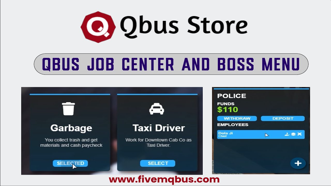 Qbus Job Center | Qbus Boss Menu | FiveM QBCore
