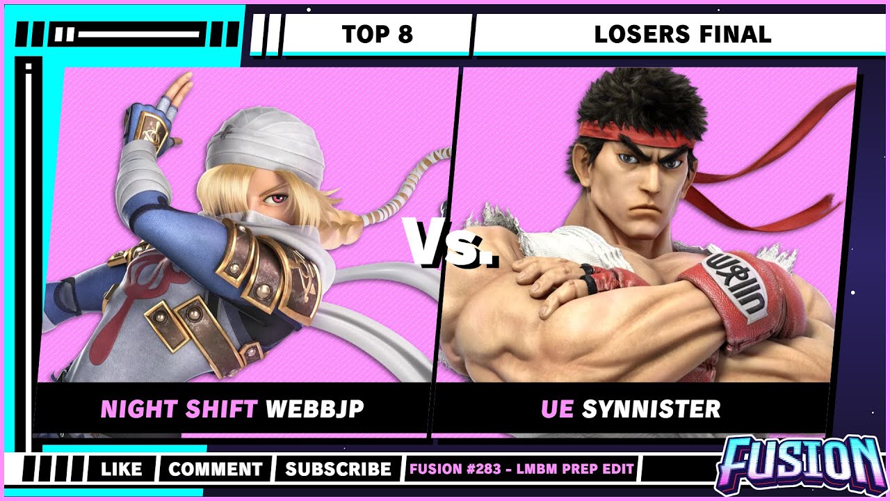 Fusion #283 - LMBM Prep Edition - Top 8 - Losers Final - WebbJP (Sheik) VS Synnister (Ryu) - SSBU