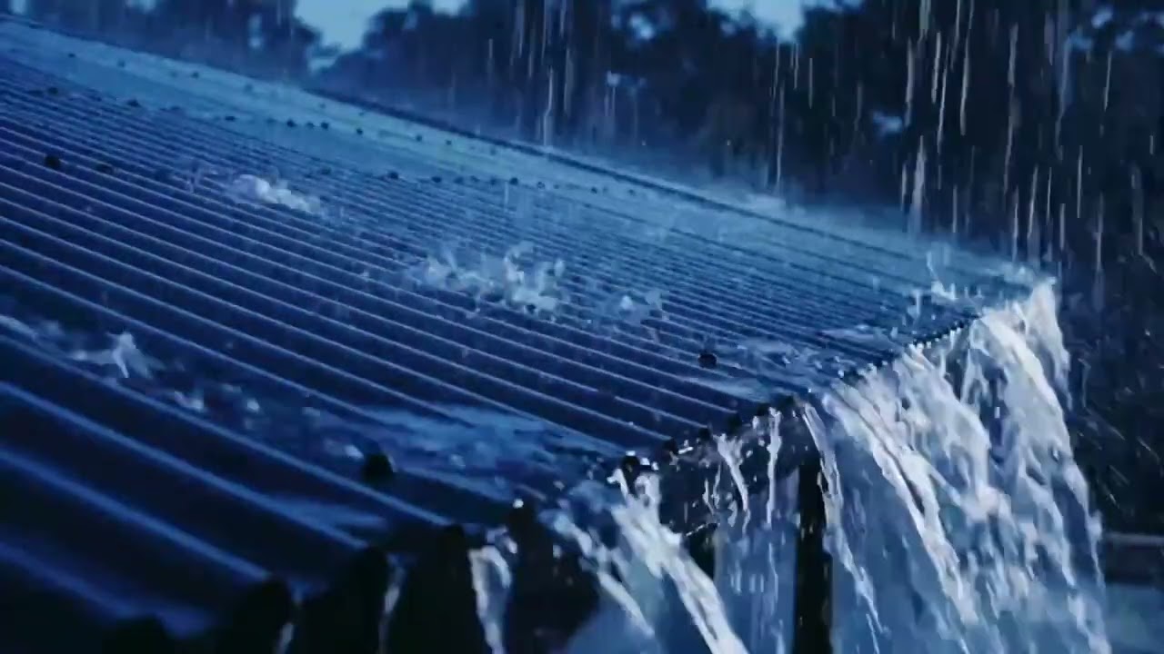Night Rain ASMR by a Rural Road, Raindrops Drumming on Tin Roofs in the Quiet Dark Nighttime 208