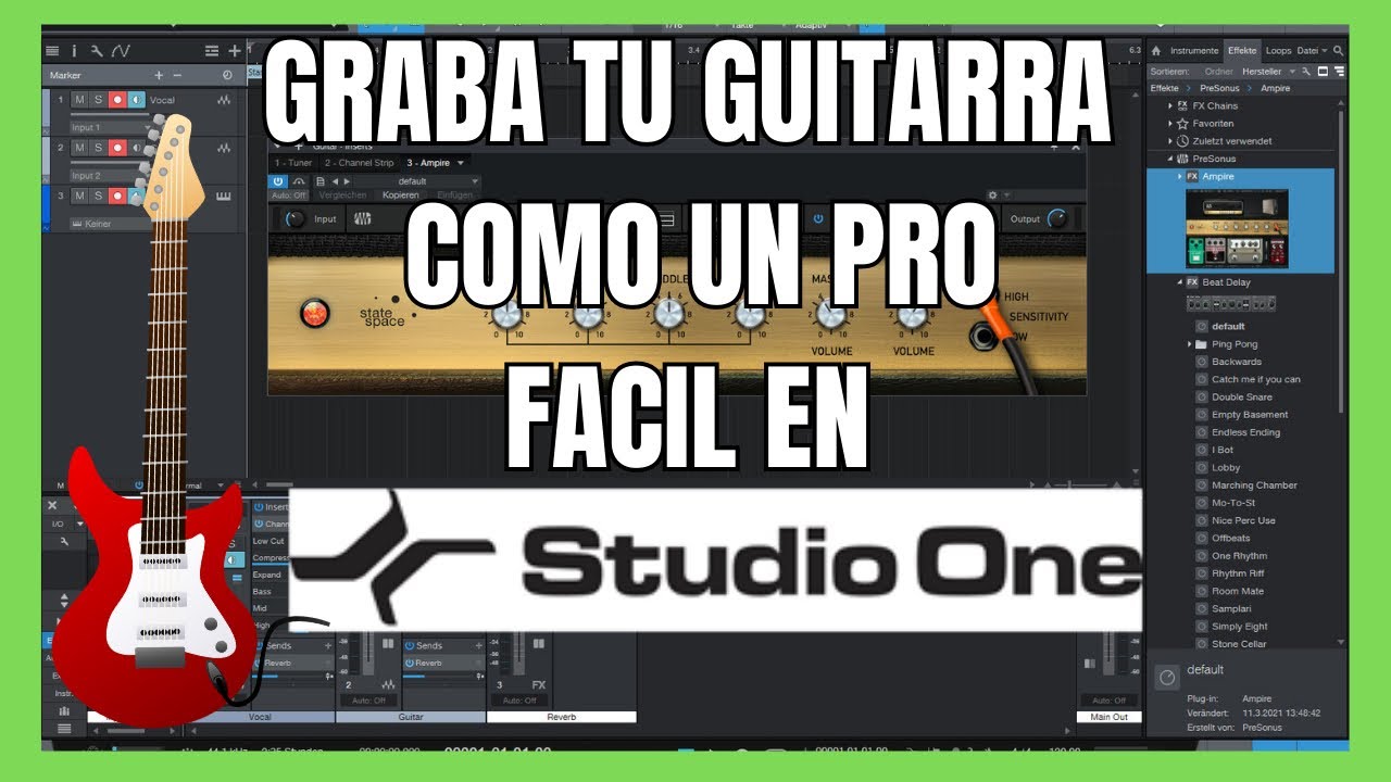 Grabar guitarra en Studio One FACIL🔥 como un PRO🎸😱😱😱