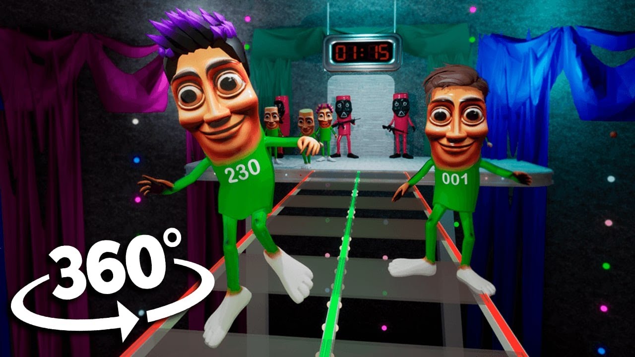 360&deg; Тунг Тунг Тунг Сахур x Кальмар Игра Стеклянный мост | VR Мем Хоррор