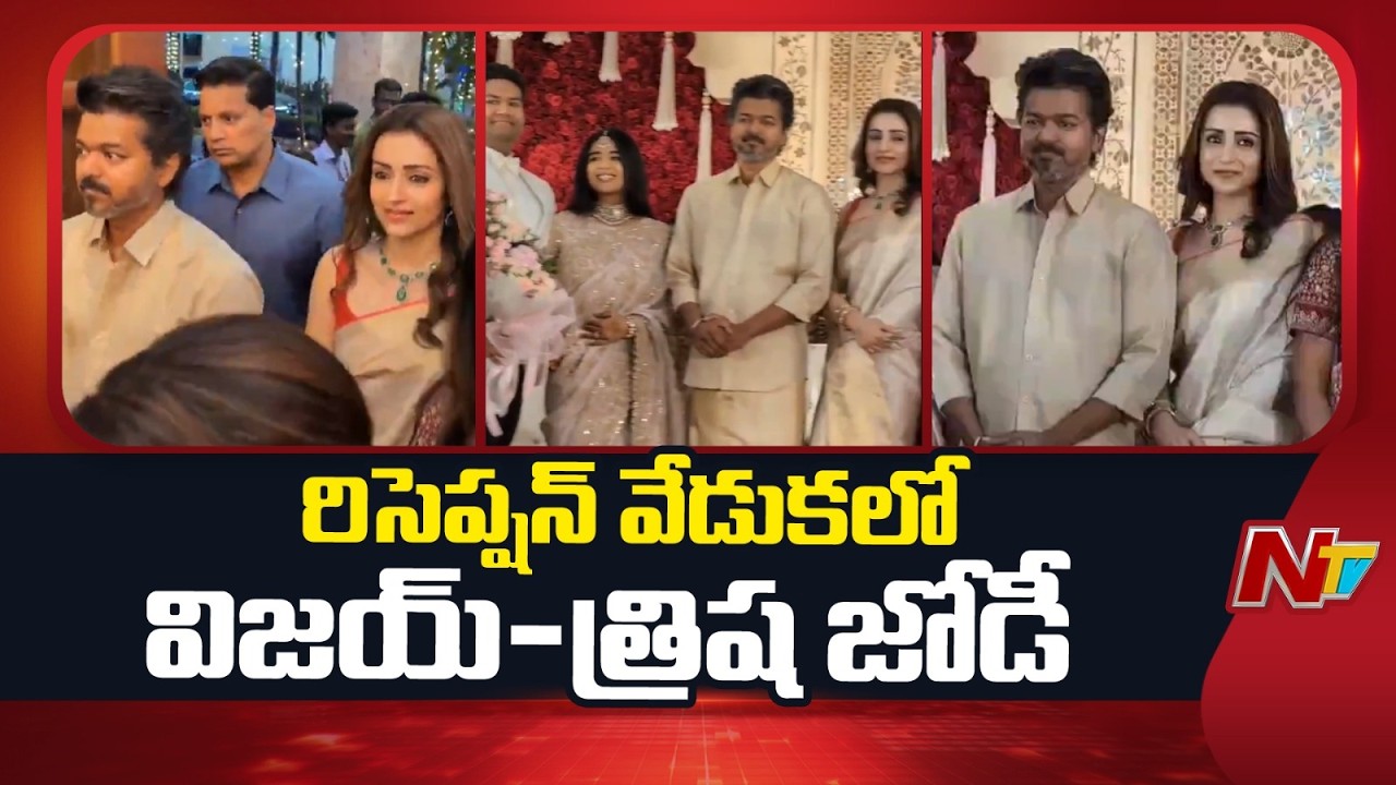 రిసెప్షన్ వేడుకలో విజయ్-త్రిష జోడీ.. Thalapathy Vijay & Trisha Together at Wedding | NTV