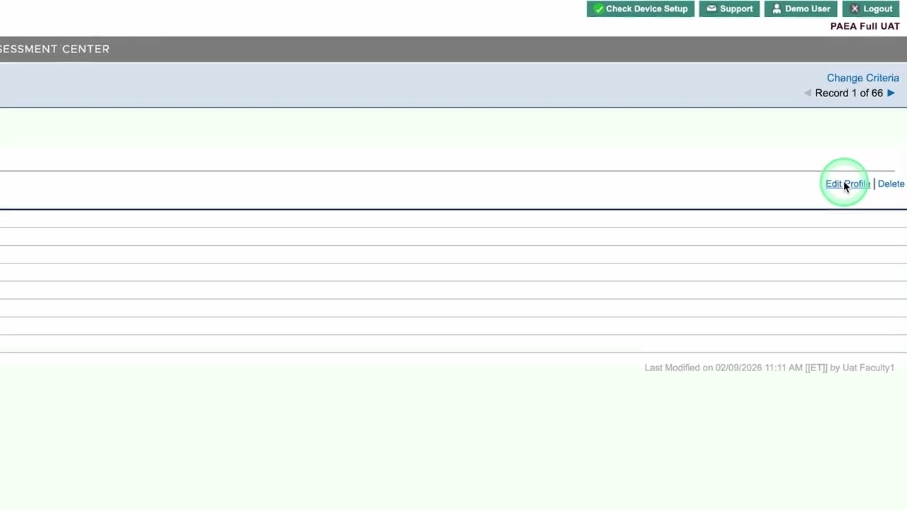 PAEA Assessment Hub: Searching and Editing Student Profiles