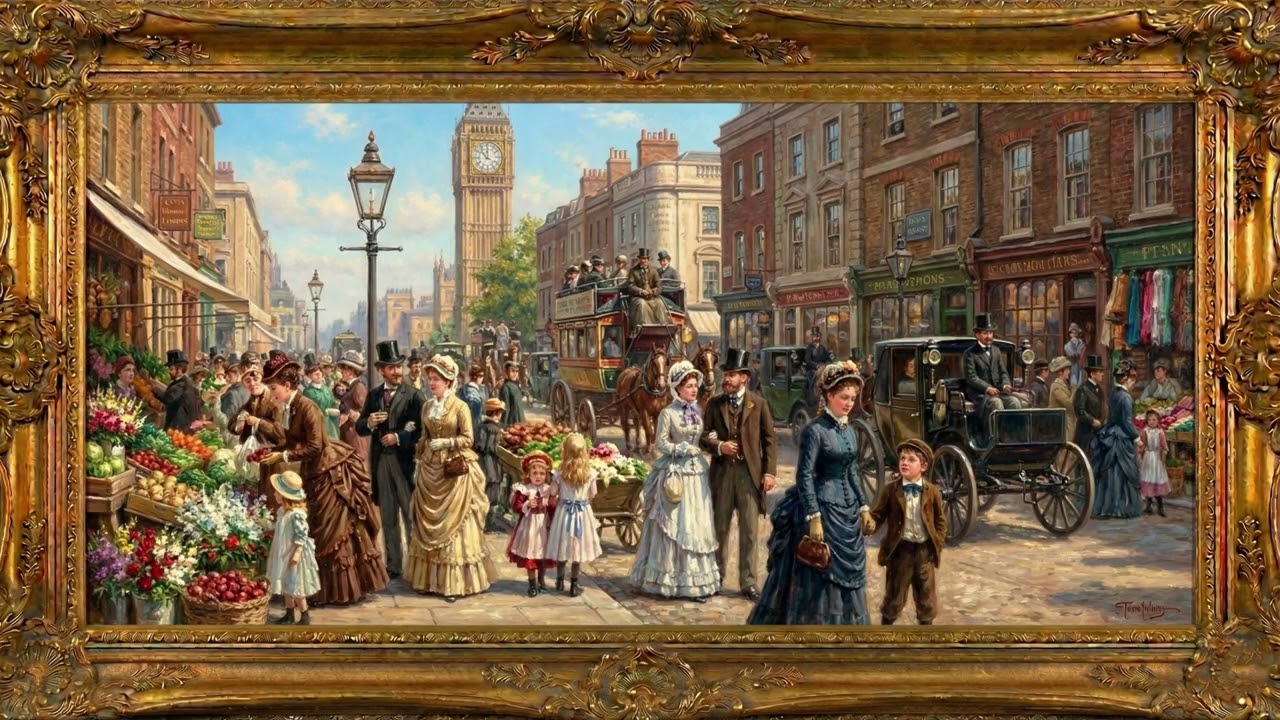 4K London Estate Street Painting | Victorian NaturalPainting Display for TV
