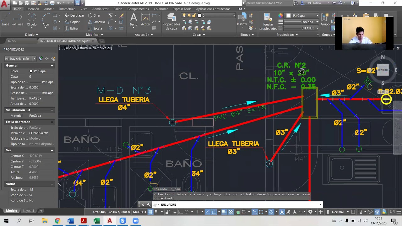 CALCULO DE  SISTEMA DE DESAGUE- EN HOJA DE CALCULO Y AUTOCAD