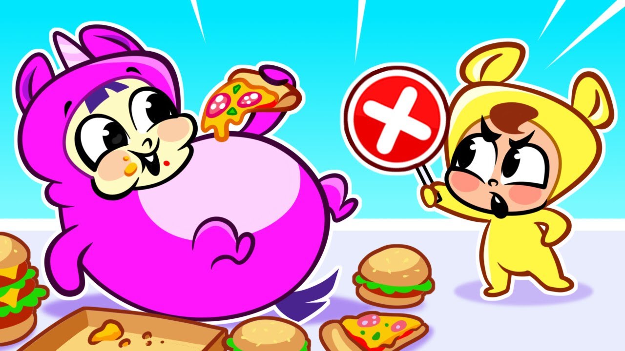 Kids, Don&rsquo;t Overeat! 🍔🍕🍭 SUBSCRIBE for Funny Kids Songs And Nursery Rhymes&hearts;️