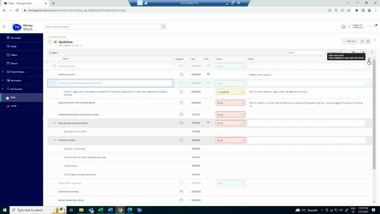Ascertus iManage Training - iManage Tracker for task management
