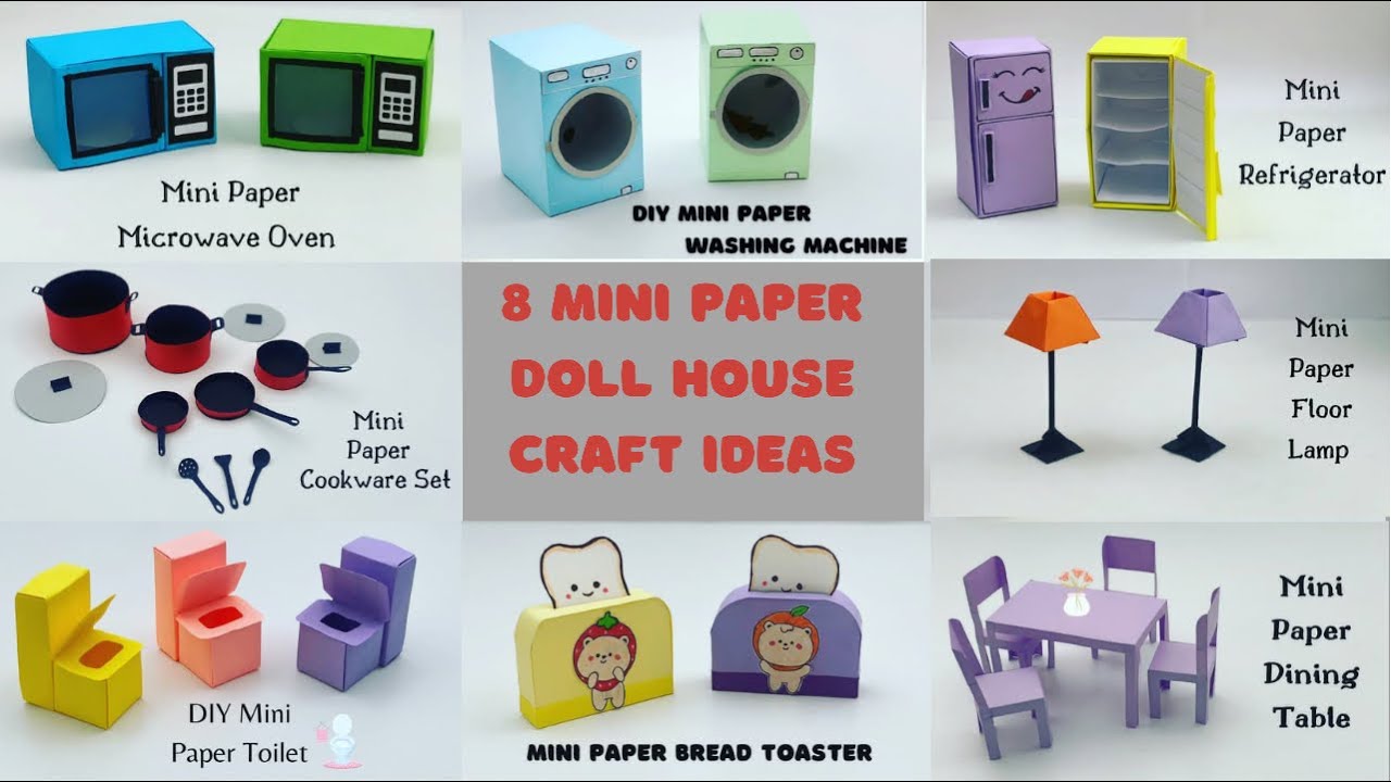 8 EASY MINI PAPER CRAFT IDEAS FOR DOLL HOUSE / Paper Craft / school hacks/ Origami / MINIATURE CRAFT