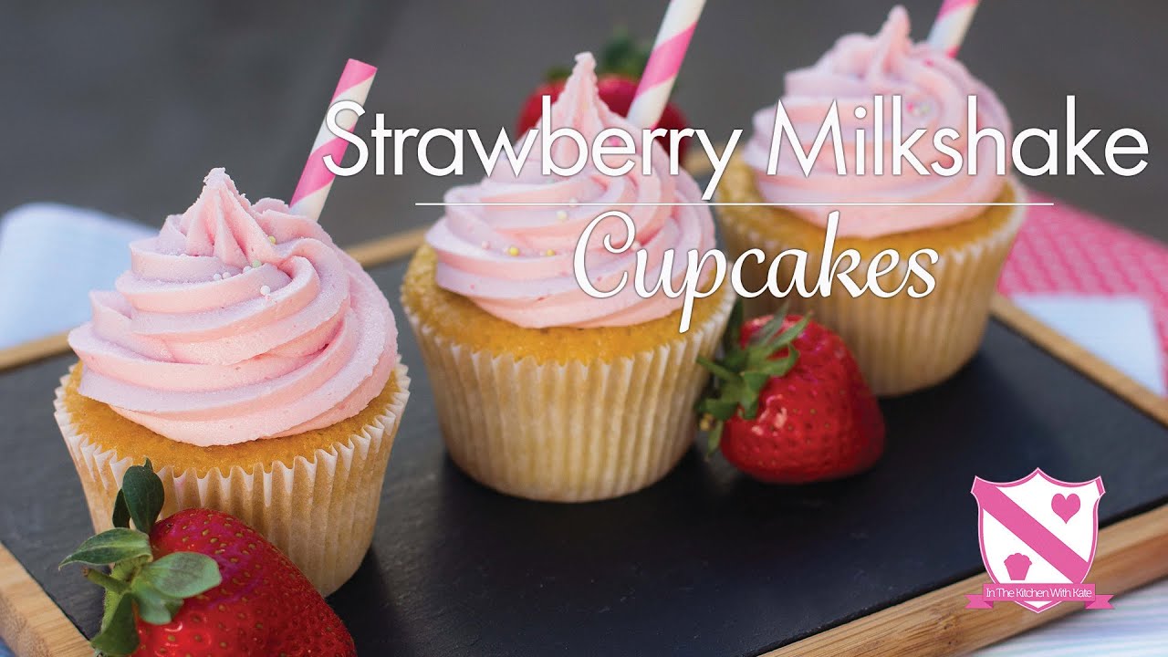 Strawberry Milkshake Cupcake Recipe - In The Kitchen With Kate