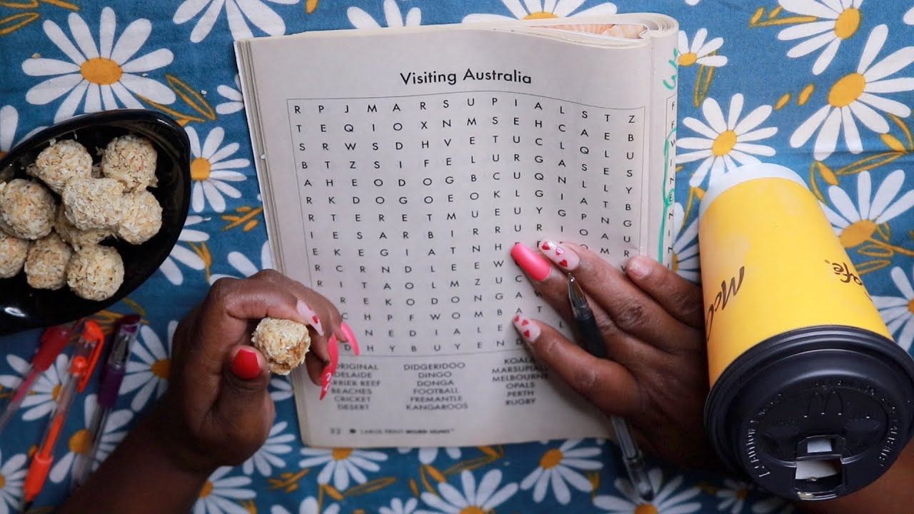 WORD HUNT VISITING AUSTRALIA COCONUT BALLS ASMR EATING SOUNDS