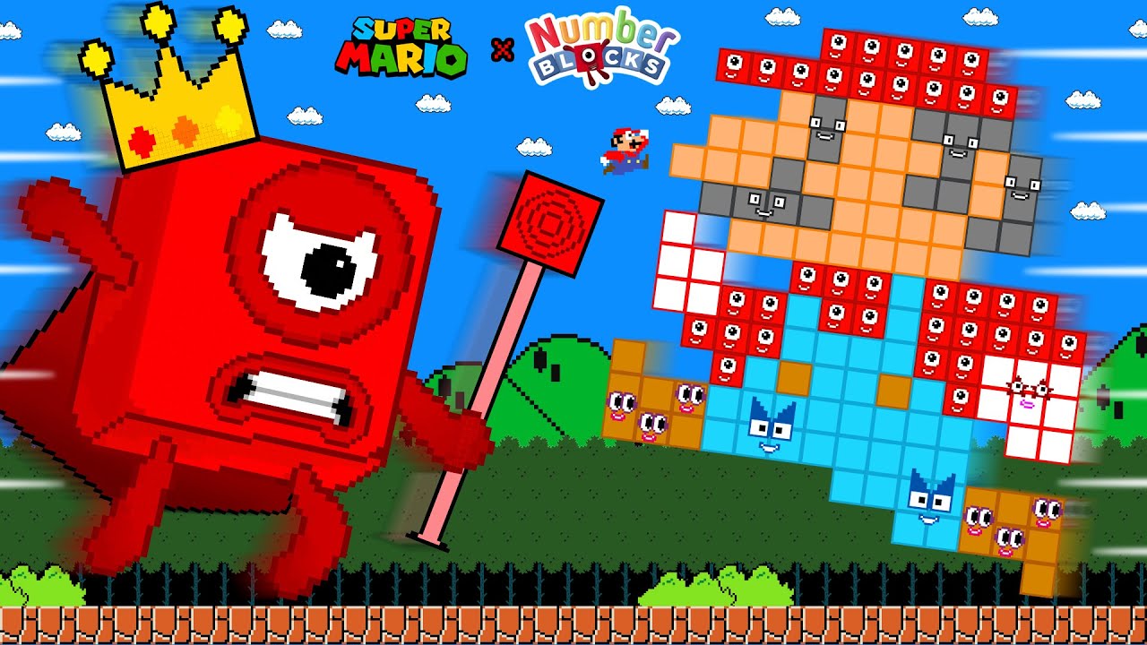 Mario's Numberblocks Robo vs the Giant Numberblocks Puzzle mix level up | Game Animation