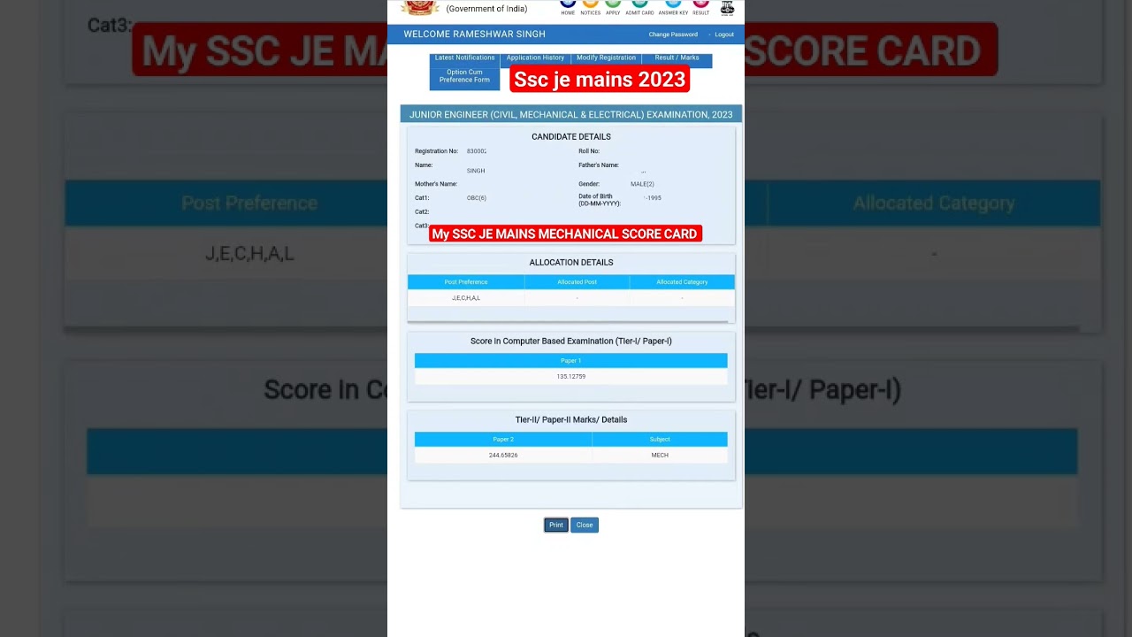 SSC JE CUTOFF 2023 MECHANICAL SSC JE PAPER 1 SSC JE 2024 mains result #sscje PREPARATION STRATEGY gk
