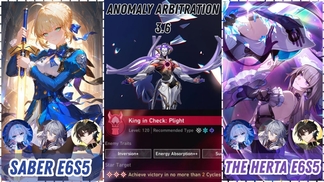 SABER E6S5 x THE HERTA E6S5 Beat 174M HP Lygus | Anomaly Arbitration | Honkai : StarRail #evernight