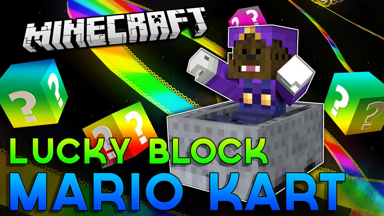 Minecraft Lucky Block Mod Rainbow Road (Mario Kart) PVP с The Pack