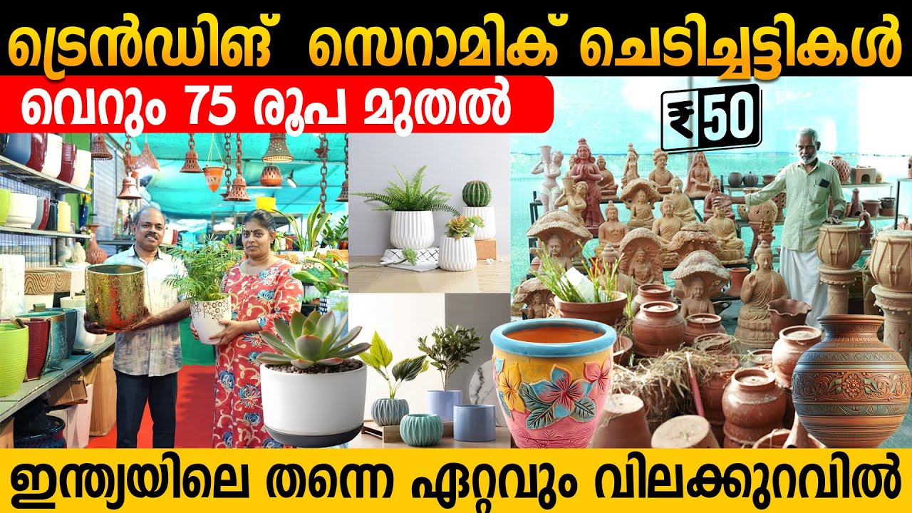 ഇന്ത്യയിലെ തന്നെ ഏറ്റവും വിലക്കുറവിൽ സെറാമിക് പോട്ടുകൾ|CERAMIC POTS|CLAY POTS|Mannuthy
