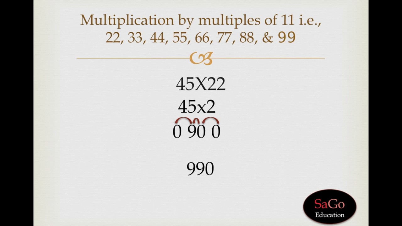 Vedic Maths Multiplication by Multiples of 11 [22, 33, 44, 55, 66.... 99] | #vedicmathstutorial