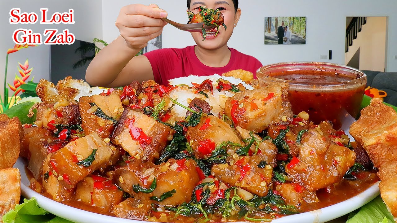กินกะเพราหมูกรอบเผ็ดๆ‼️หมูสามชั้นทอดน้ำปลา กรอบนอกนุ่มในแซ่บๆจ้า | Mukbang