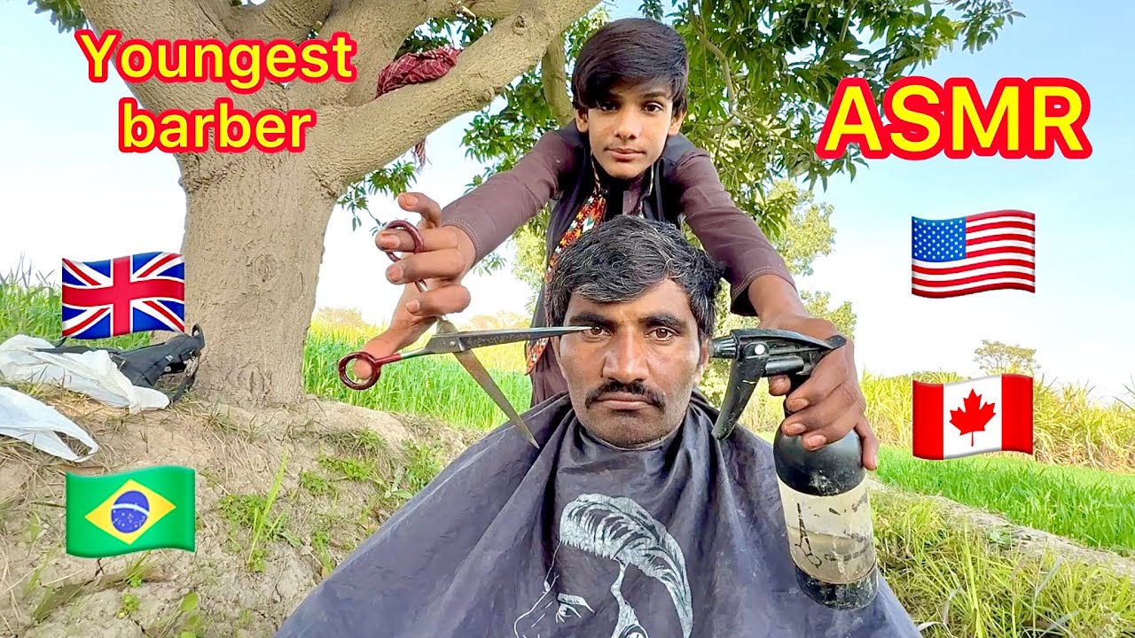 ASMR youngest barber 💈 in the world 🌎 fast and aggressive haircut 