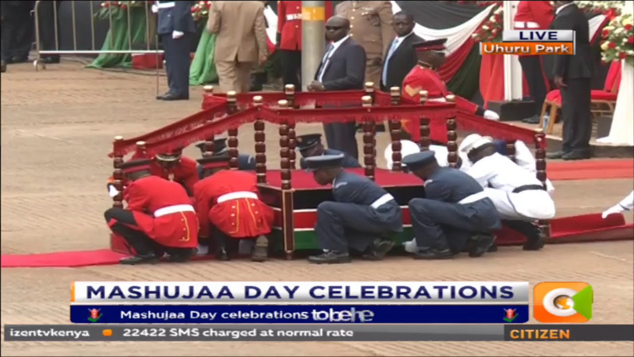 President Kenyatta Arrives for the 8th Mashujaa Day Celebrations at Uhuru Park