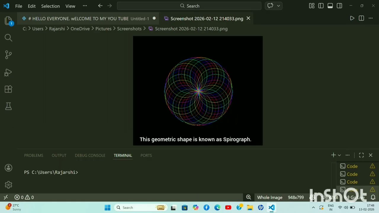 Create a Spirograph design step by step using python program.Fully detailed tutorial video 2026. 