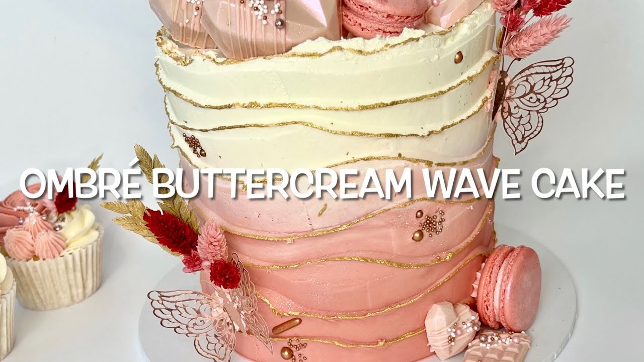 Ombré buttercream wave cake tutorial
