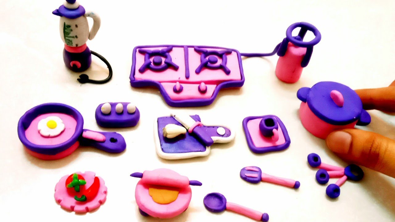 diy how to make polymer clay miniature Indian kitchen set 23 piece#claycreationsideas #dolliy#