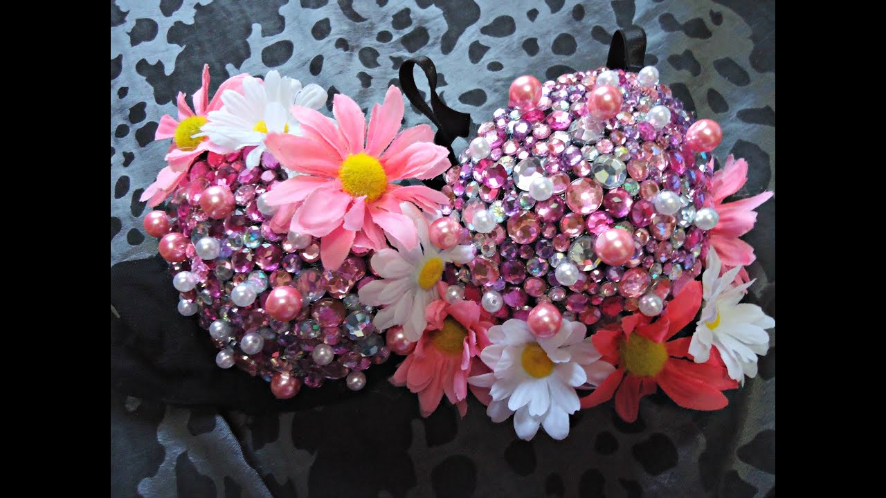 Pretty in Pink Rhinestone Rave Bra