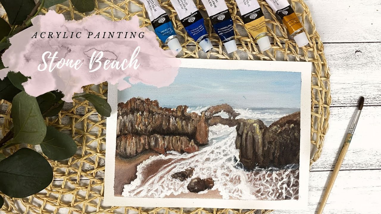 Relaxing Acrylic Painting | Stone Beach (Painting during Quarantine)