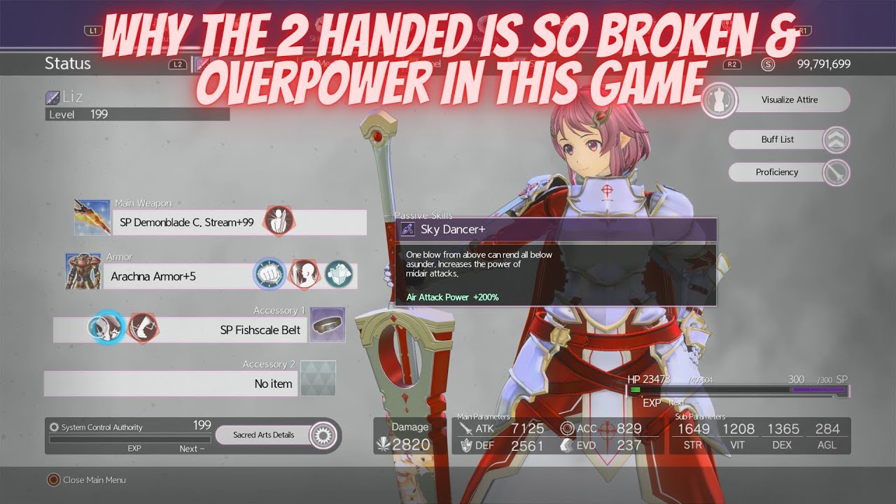 Sword Art Online Alicization Lycoris Why The 2 Handed Is So Broken & Op In This Game