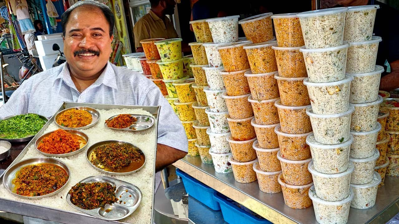 60₹க்கு கல்யாண விருந்து வட பாயாசத்துடன் | 28 Varieties Of Rice 1st time in India | - Karthiks View