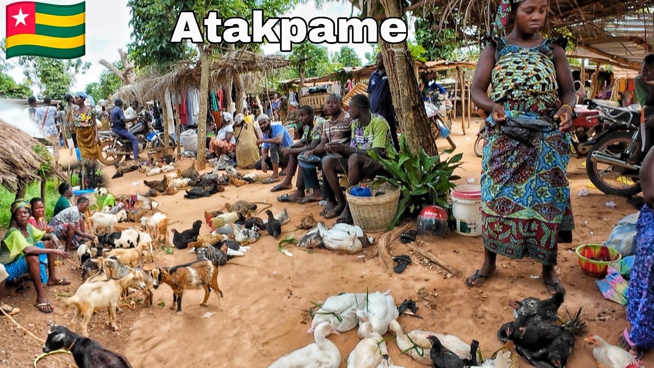 Rural village market day in the city of the seven mountains Atakpame plateau region Togo west Africa