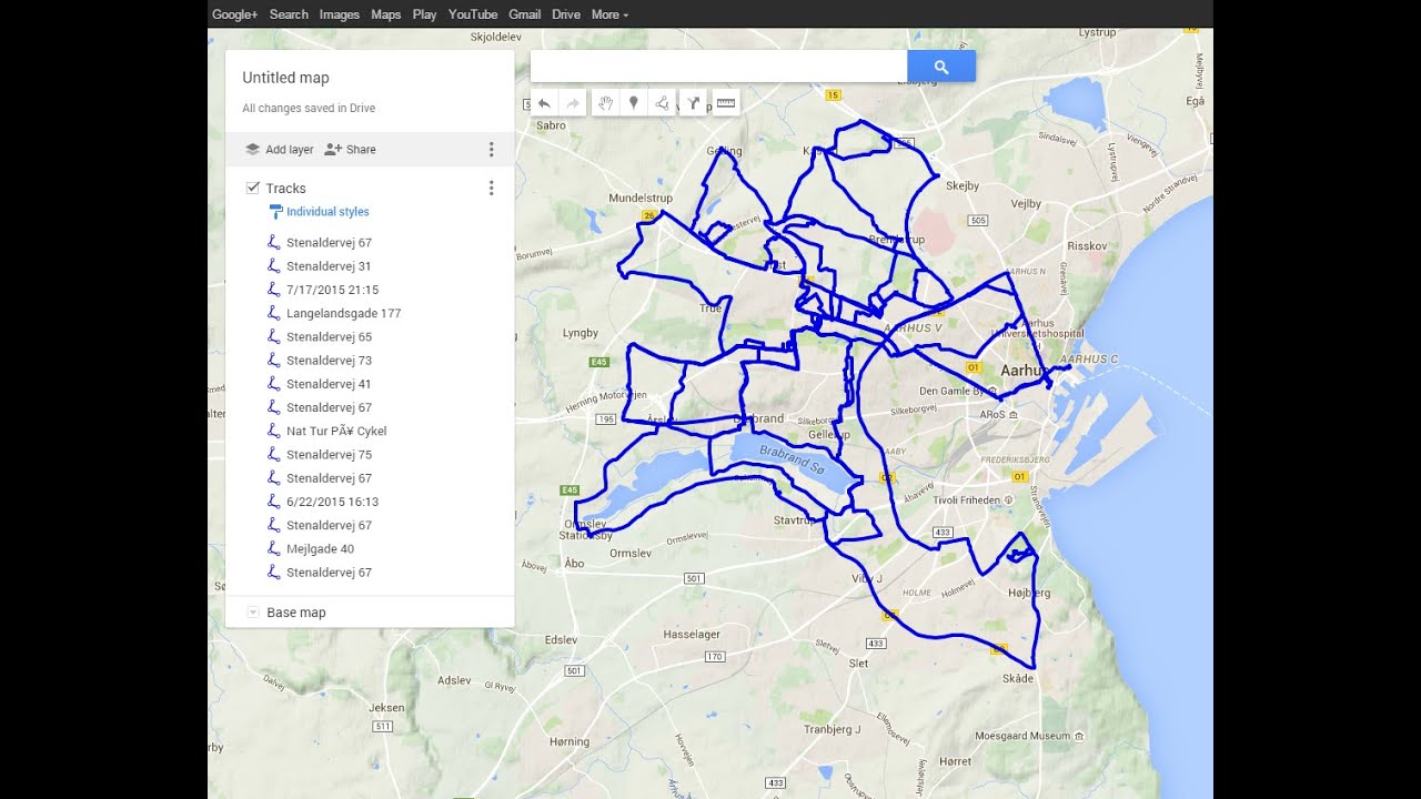 Track your routes and put them all on a map with Google