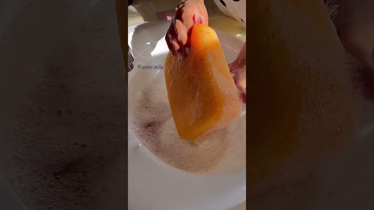 ☀️ Pine Sol and New Sponge ☀️ new video posted today 💛 #asmr #pinesol #zolapearls