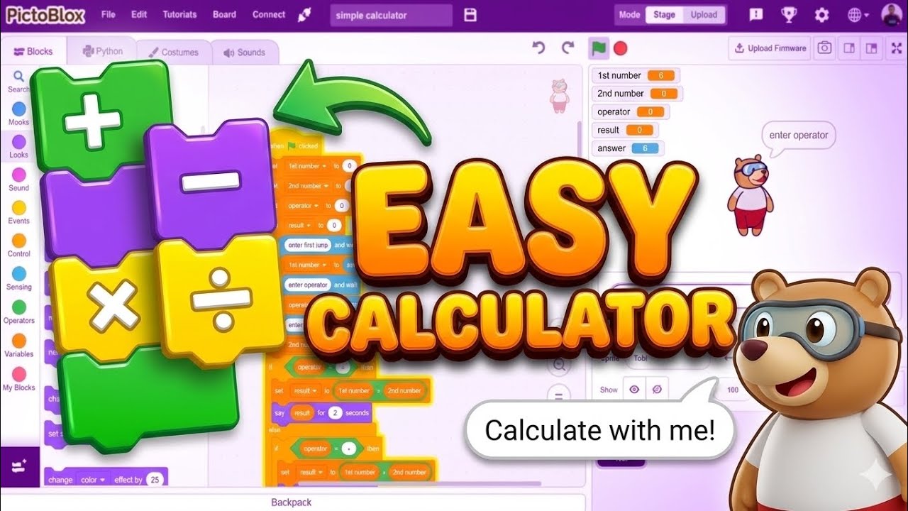 Your First Coding Project: Calculator in PictoBlox
